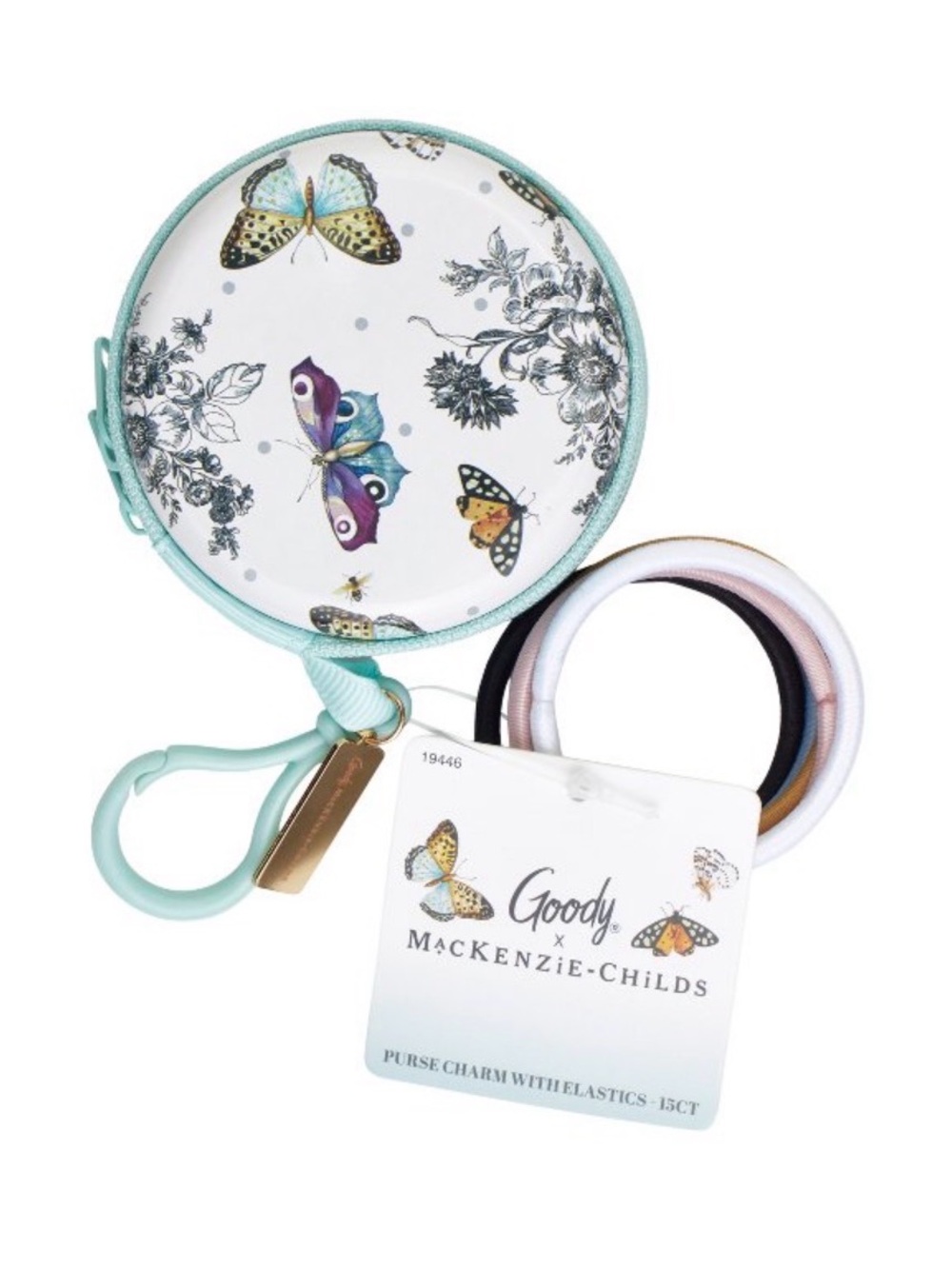 Goody x Mackenzie-Childs Butterfly Hair tie pouch purse charm new with tags